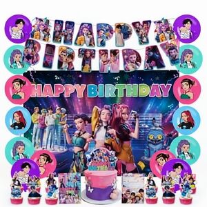 K-Pop Demon Hunters Party Decoration Set Banner, Balloons, Backdrop, Cake Topper